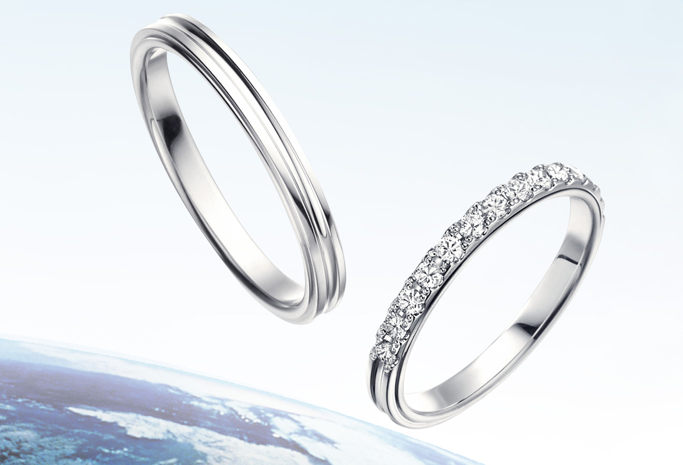 静岡　アイスブルーダイアモンドが輝く結婚指輪-TOWAIYOU(トワイユ)-