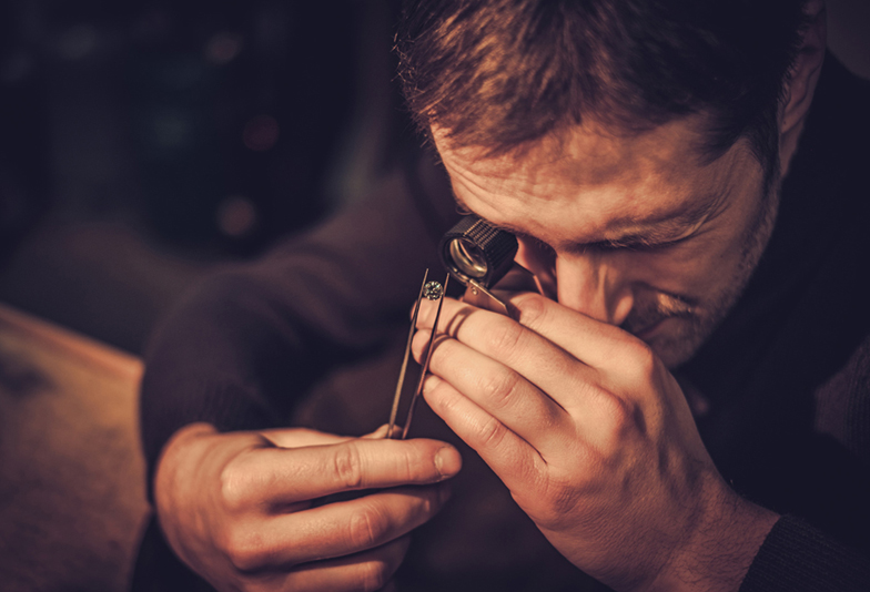 jeweler during the evaluation of jewels.