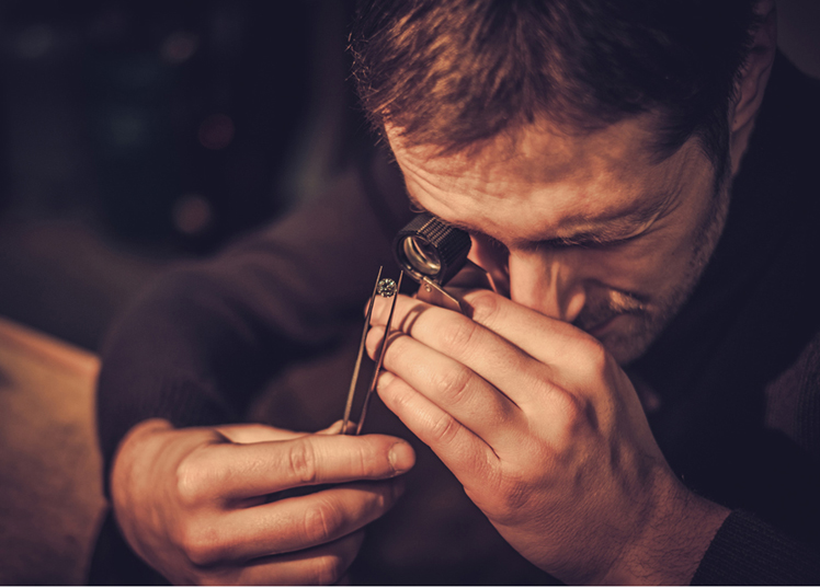 jeweler during the evaluation of jewels.