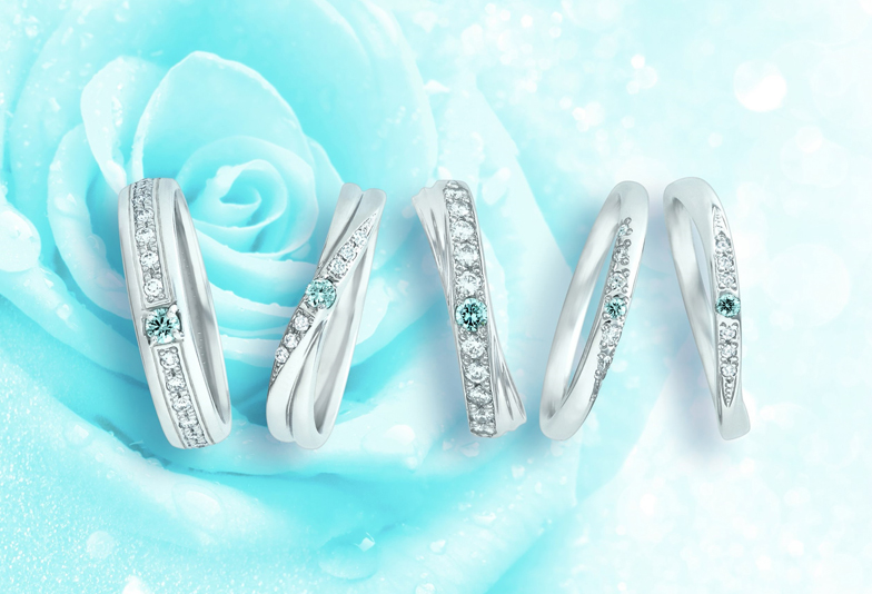 【静岡人気】サムシングブルーの由来のもとに作られたブルーダイヤモンドがついた結婚指輪
