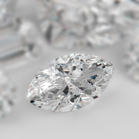 9865260 - diamonds different cuts on gray background. focus on large diamond heart shape. 3d illustration.