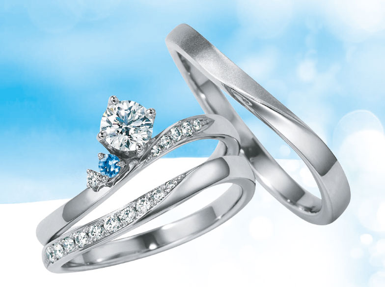 【静岡市】可愛い！婚約指輪・結婚指輪にアクアマリンが添えられた「Only you」がおすすめ