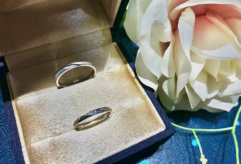 【福井市】結婚指輪、カフェリングのアイスブルーダイヤモンドが幸せを呼ぶと人気！