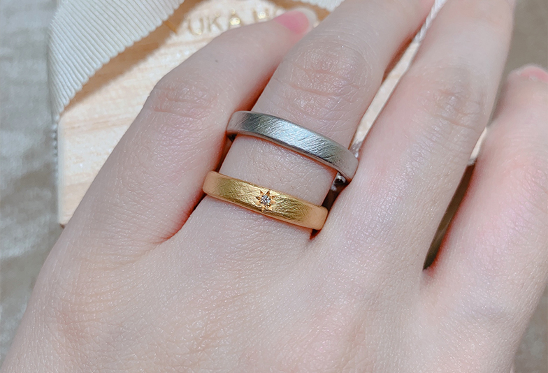 福井市で人気のゴールドマットな結婚指輪ユカホウジョウ