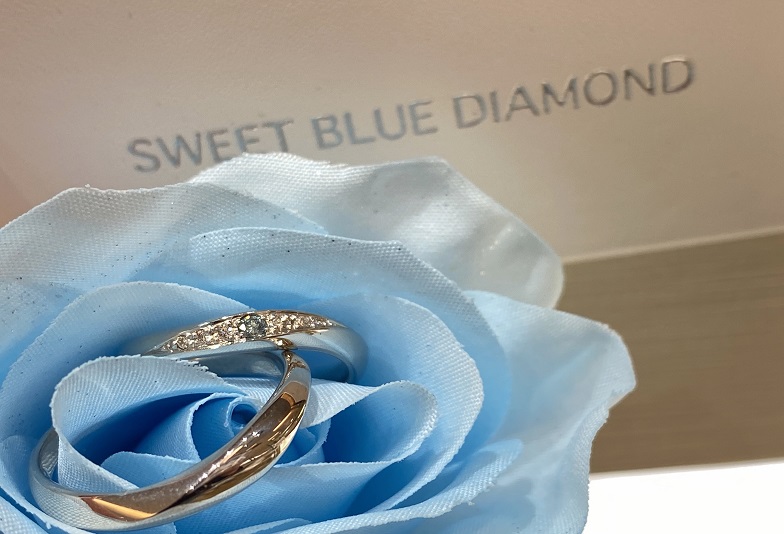 【京都市】幸せを呼ぶブルーダイヤ？オシャレ花嫁に人気な結婚指輪スイートブルーダイヤモンドのご紹介