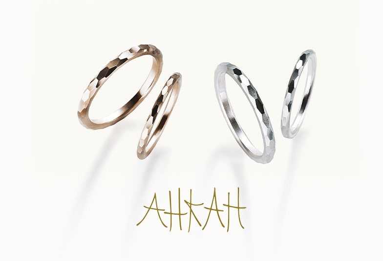 金沢市　おしゃれでシンプルな結婚指輪のブランドAHKAHの『オネスティミラーカットリング』