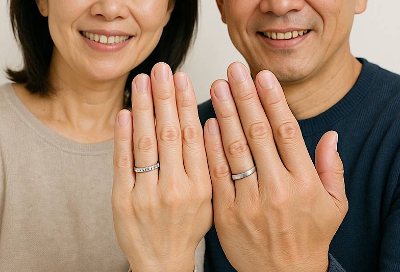 指輪をつけた夫婦