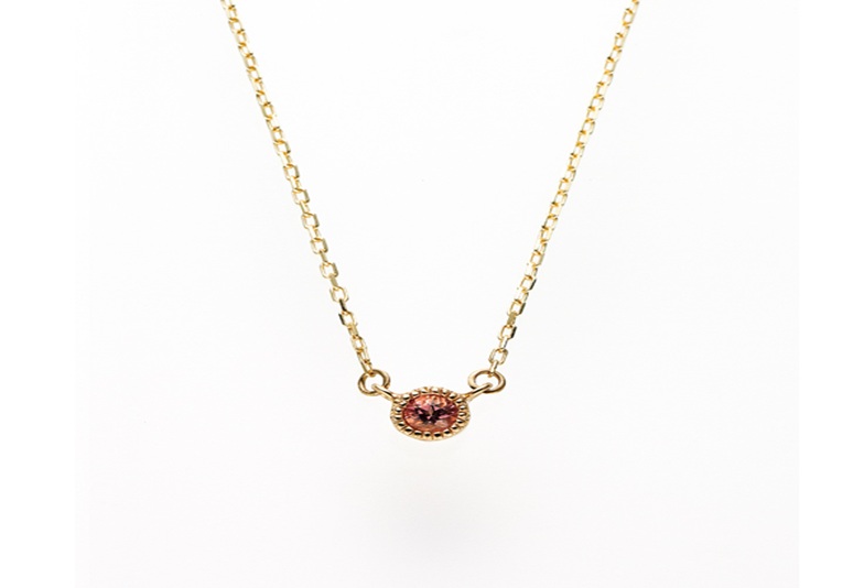 大阪心斎橋 誕生石ネックレス 10月ピンクトルマリン