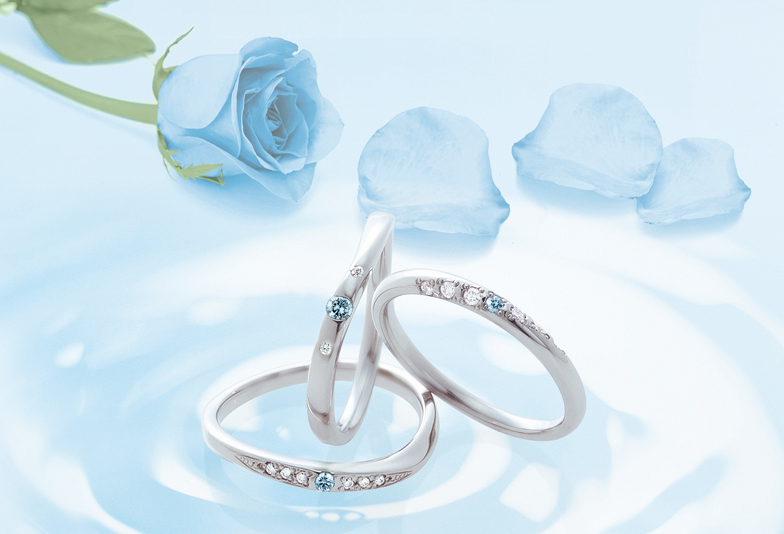 【浜松】サムシングブルーのおまじないで幸せになれちゃう人気の結婚指輪　ブルーダイヤモンド