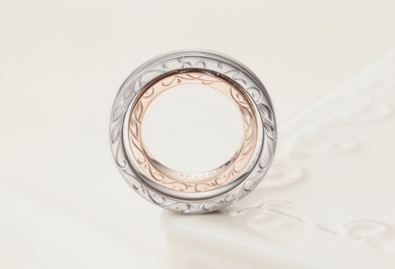 【静岡市】おしゃれな結婚指輪探し。側面にデザインを入れられるオーダーメイドリング