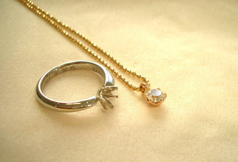 【浜松市】婚約指輪をリフォーム！眠ったままの婚約指輪でネックレスリフォーム。