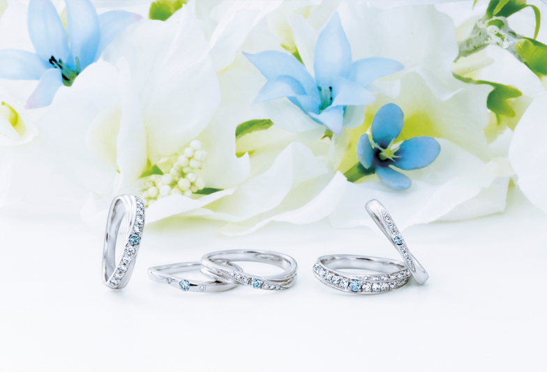 【広島市】サムシングブルーの由来のもとに作られたブルーダイヤモンドがついた結婚指輪