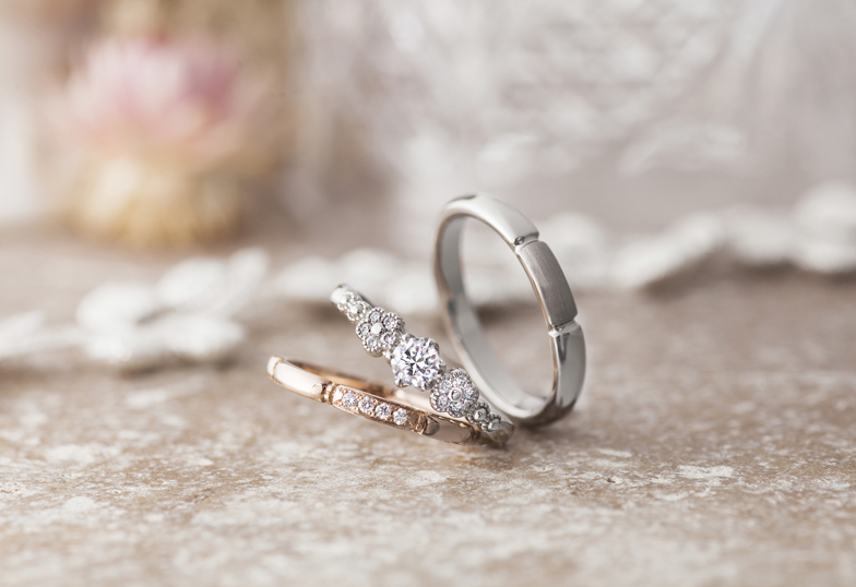 【富山市】婚約指輪・結婚指輪重ねても素敵なセットリング