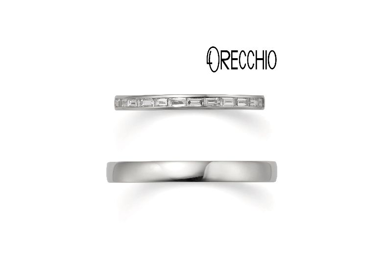 ORECCHIOの結婚指輪,エタニティリング,バケットカットダイヤ,