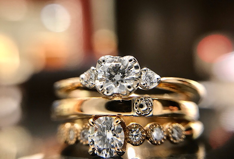 金沢市 ゴールド好き花嫁は必見！おしゃれなアンティーク調の結婚指輪・婚約指輪