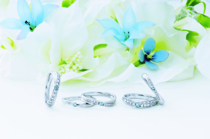 スイートブルーダイヤモンドの結婚指輪