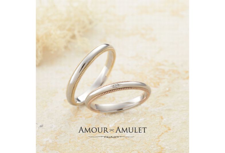 コンビリングブランドAMOURAMULETの結婚指輪デザインのフルール