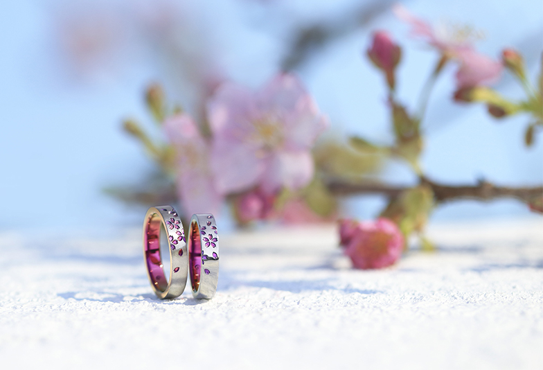 【静岡市】桜モチーフの結婚指輪。和の心感じる素敵な意味合いとは