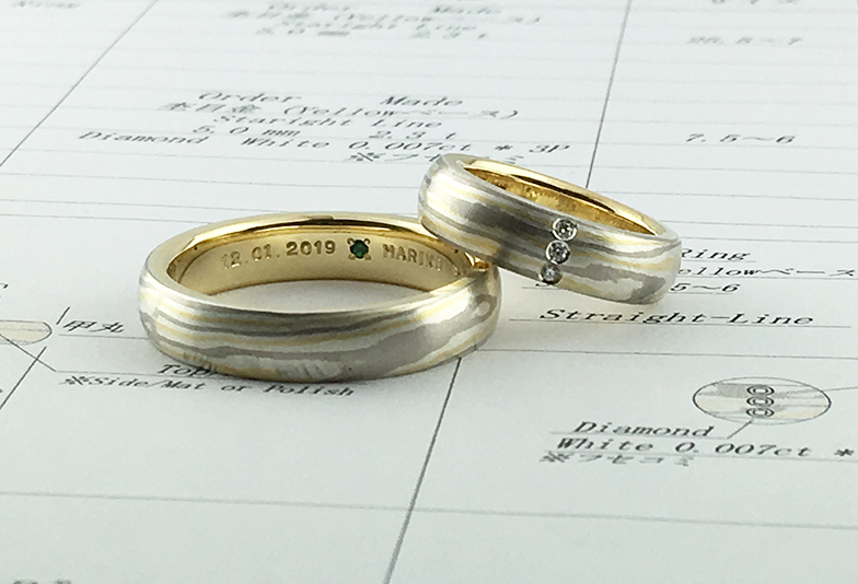 浜松市結婚指輪杢目リング