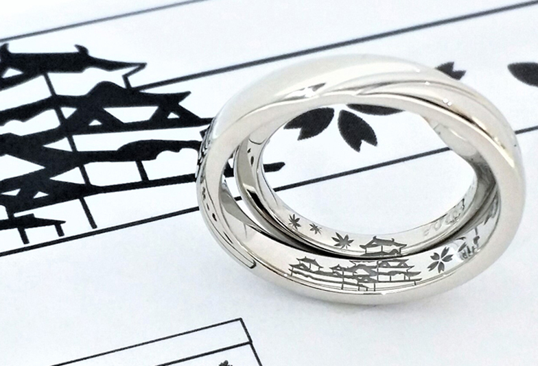 姫路城を刻印した結婚指輪