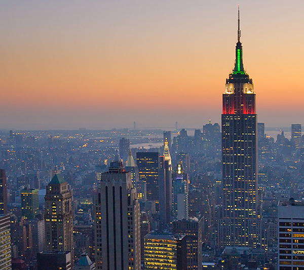 panorama of manhattan at sunset, new york