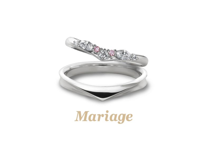 ピンクダイヤブランドMariage entの結婚指輪でロン・ボヌール