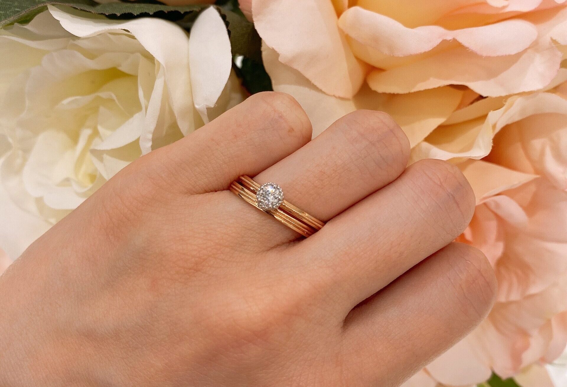 K18ピンクゴールド婚約指輪・結婚指輪