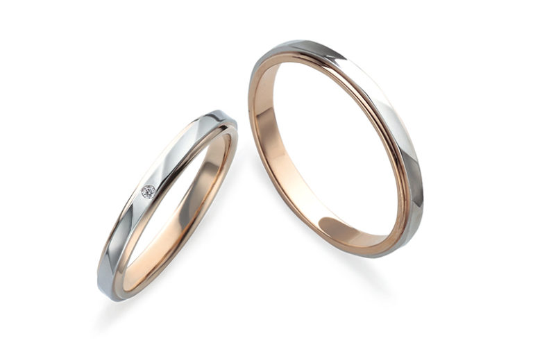 プラチナとピンクゴールドの結婚指輪