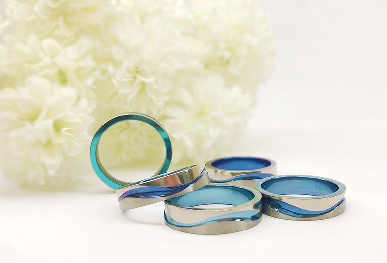 青　ブルー　結婚指輪