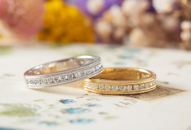 【福岡県久留米市】人気のミル打ち・ミルグレンの結婚指輪をオーダーメイド事例をご紹介